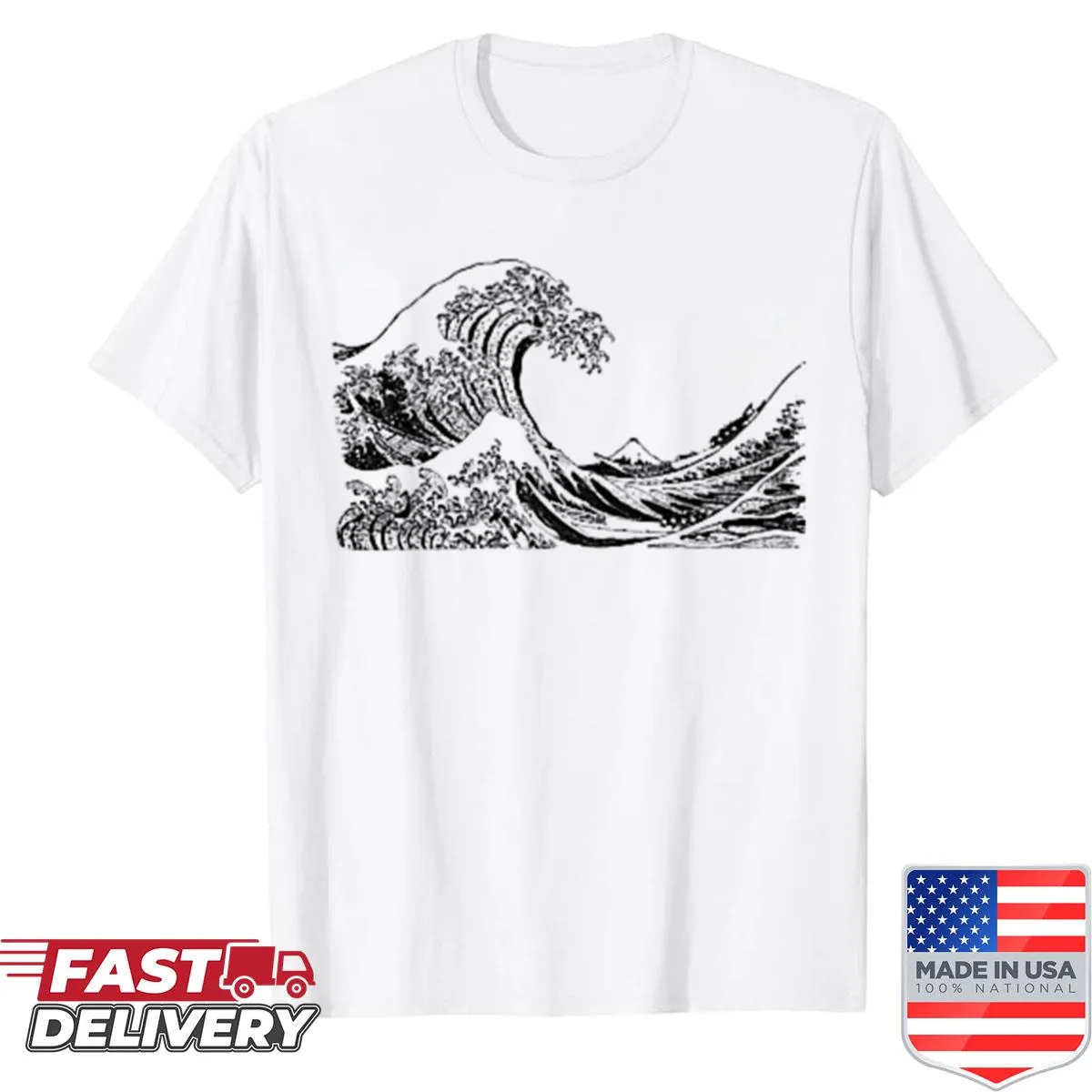 Shirt featuring Hokusai's Great Wave art design