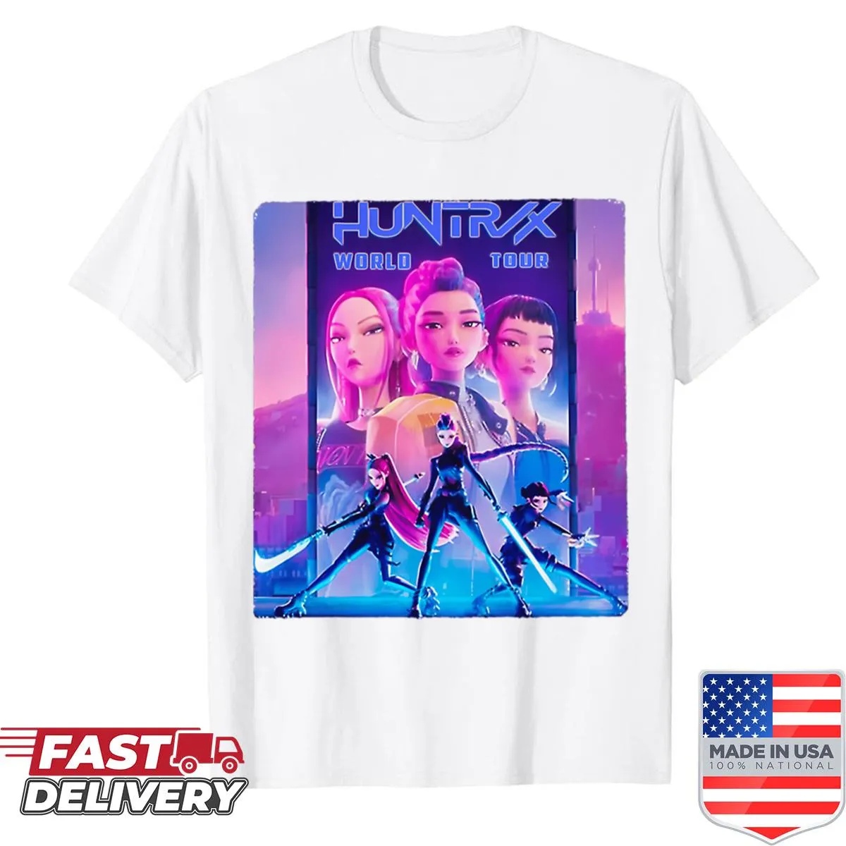 Animated Kpop logo graphic shirt for music fans