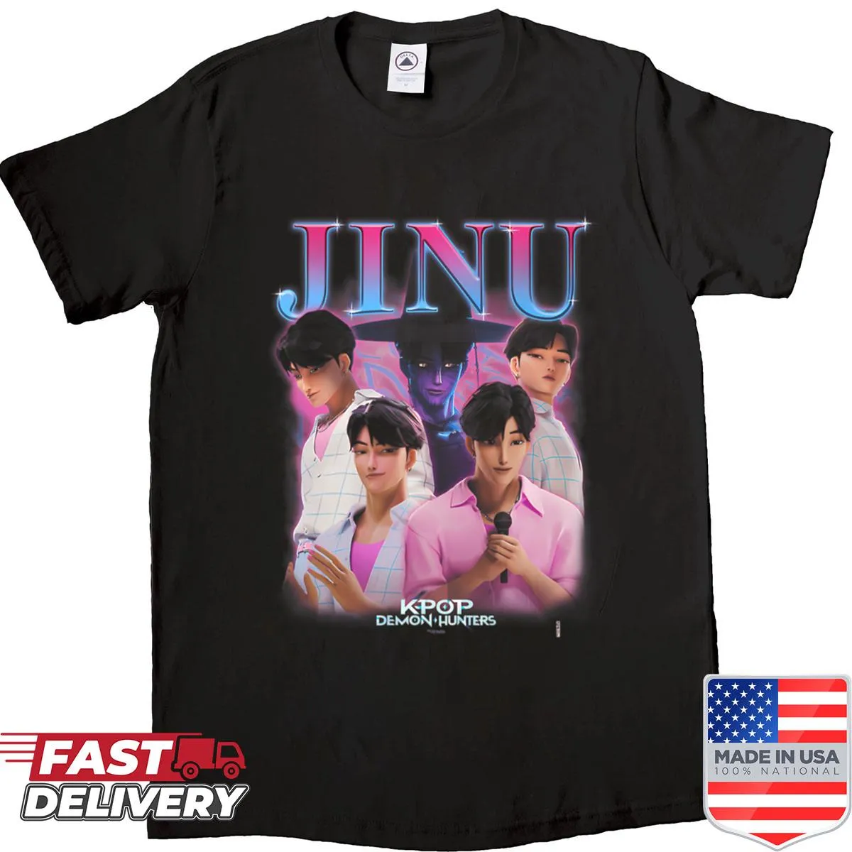 Animated Kpop logo shirt for kids with musical and film theme