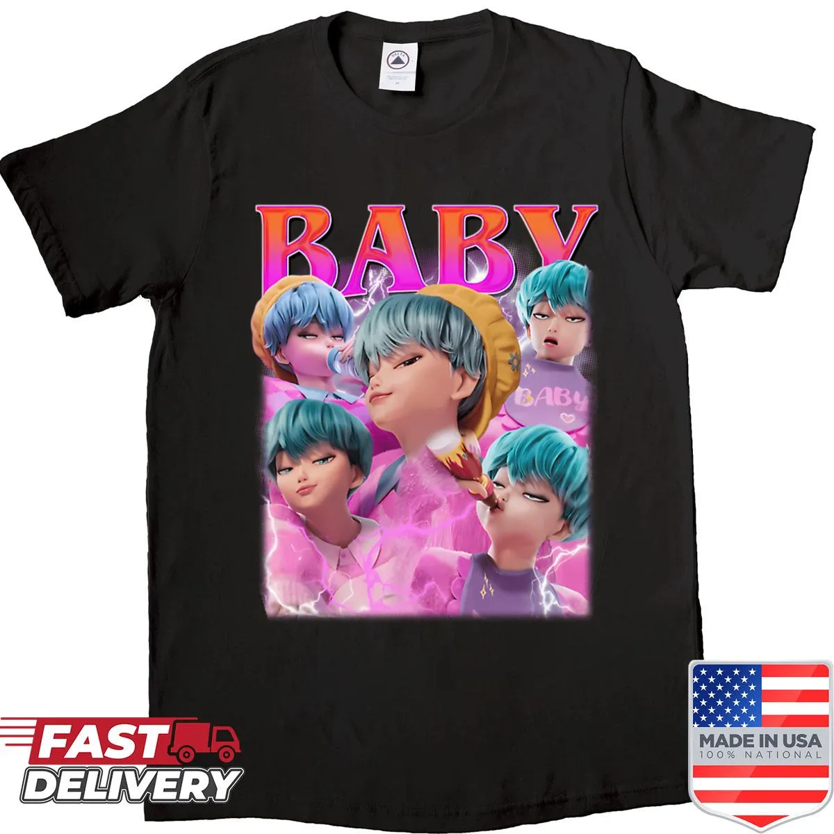 Animated Kpop Films Fan T-shirt featuring fun graphics for kids