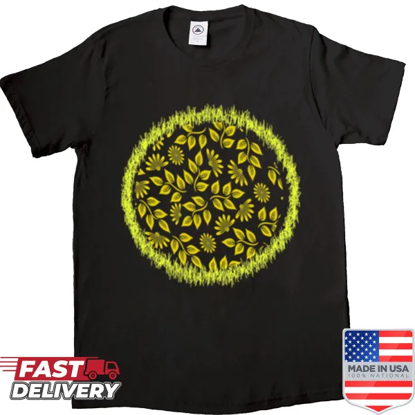 Illustrated flowering plants design on an oversized shirt