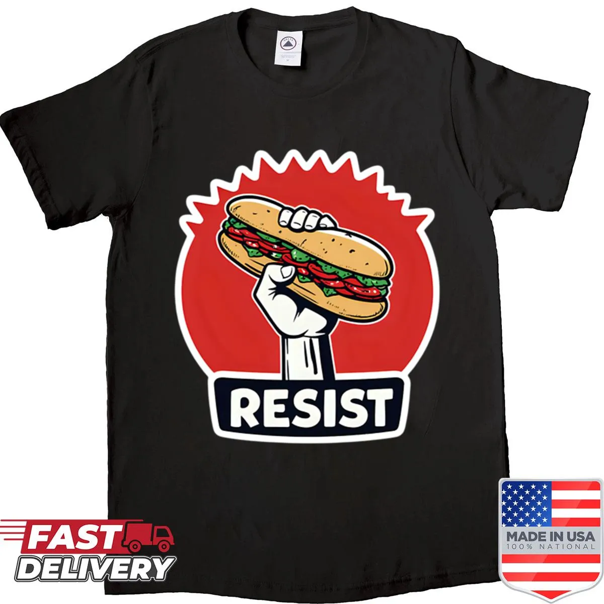 Funny illustration of a sandwich thrower on a T-shirt