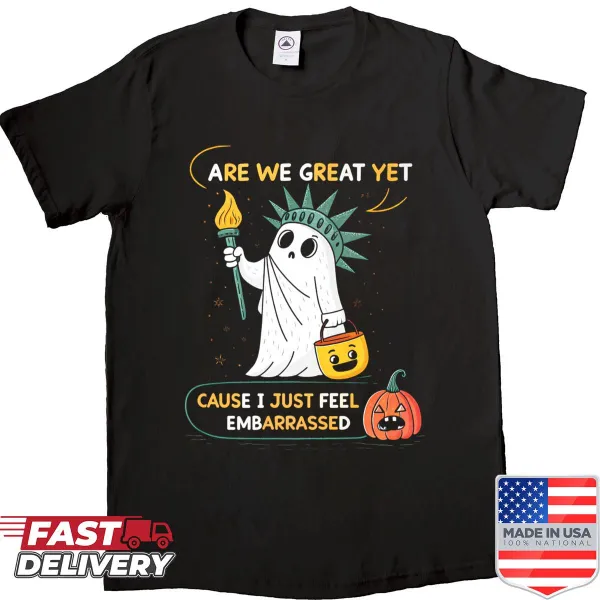 Cartoon ghost Statue of Liberty graphic on a t-shirt