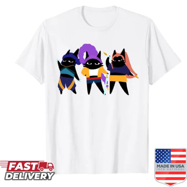 Oversized shirt with Kpop characters as black cats from the Furtoon Series