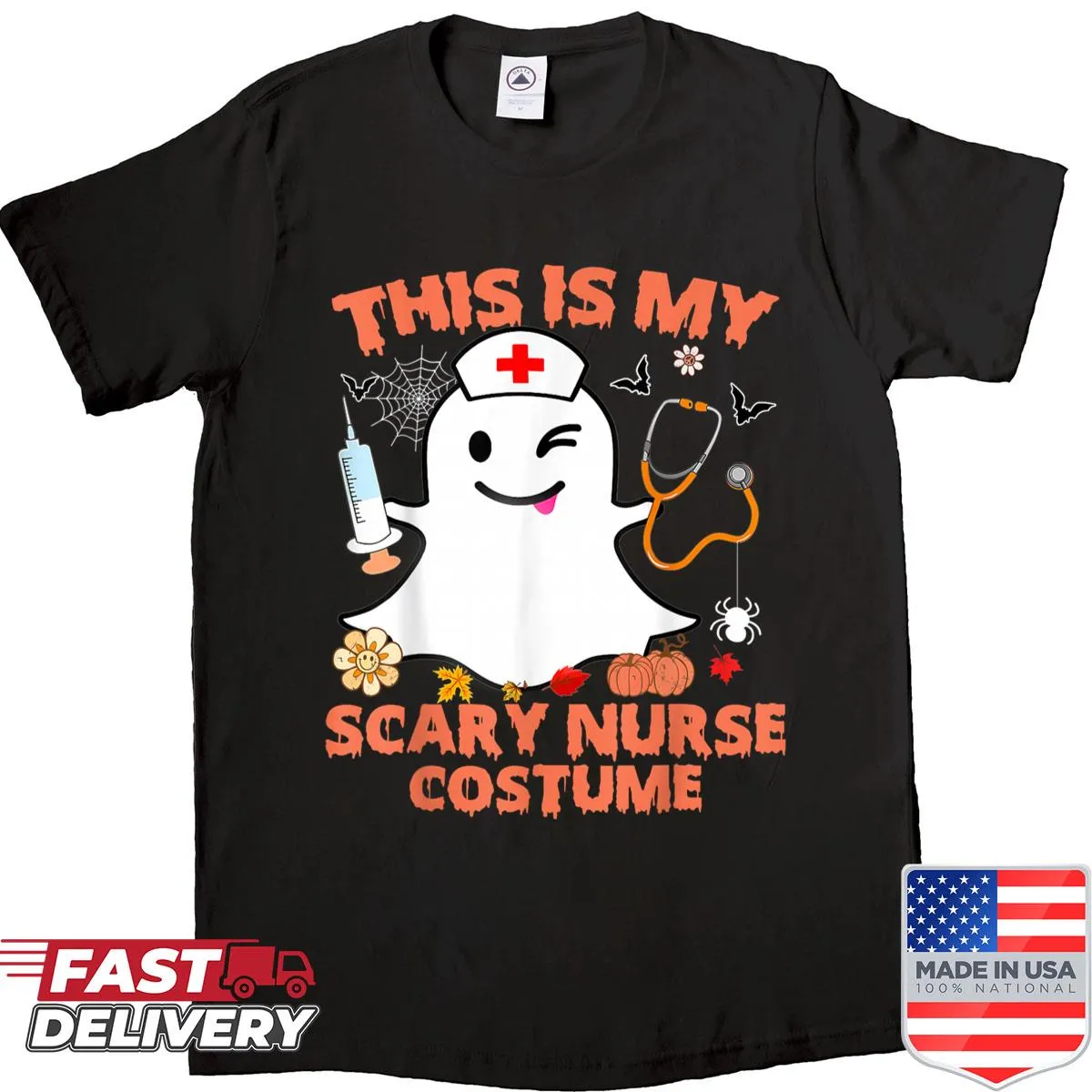 Ghost silhouette in nurse attire on a shirt