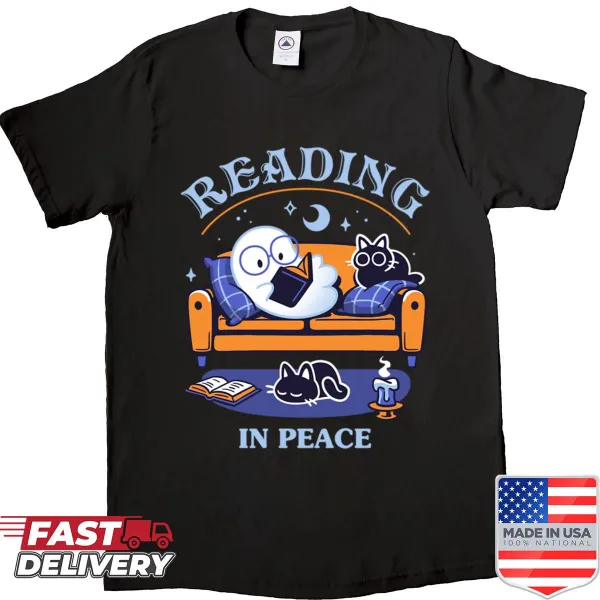 Charming ghost design reading a book for bookworms