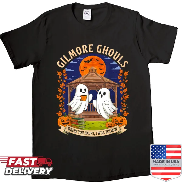 Funny shirt with ghouls and text 'Where You Haunt, I Will Follow'