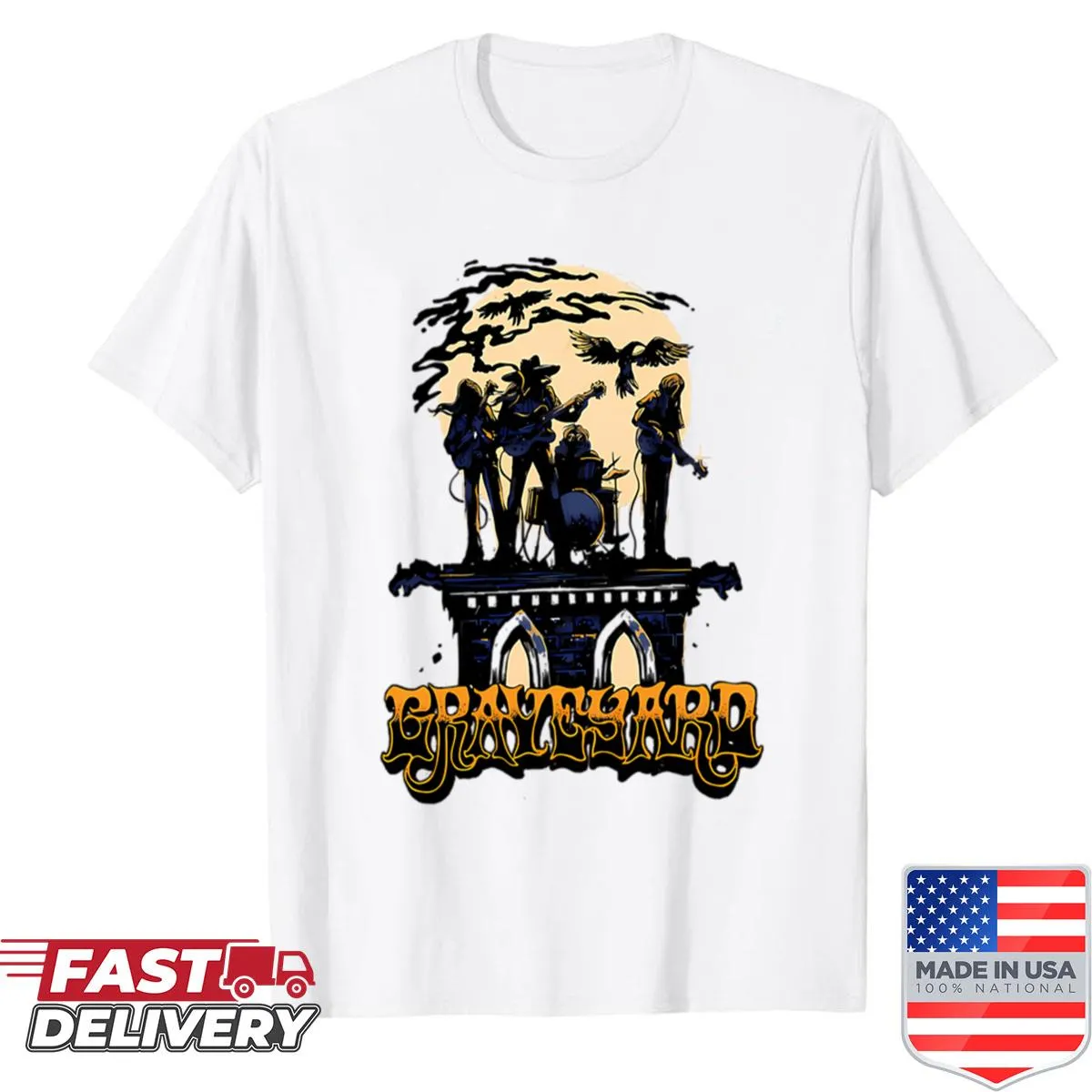 Graveyard Band shirt with creative typography