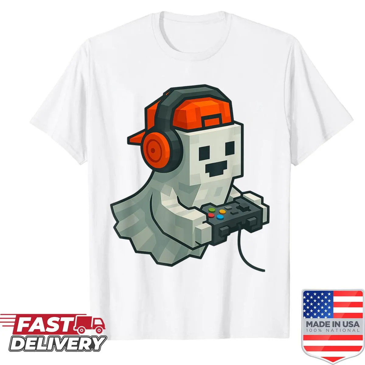 Funny Halloween shirt featuring a gaming ghost design.