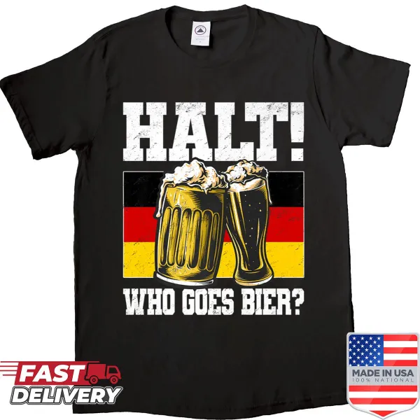 Funny beer-themed t-shirt with German flag design