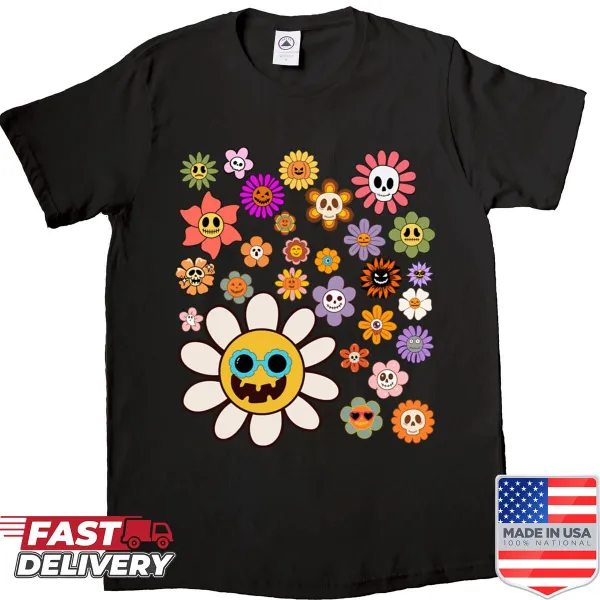Hippie Halloween flowers design shirt
