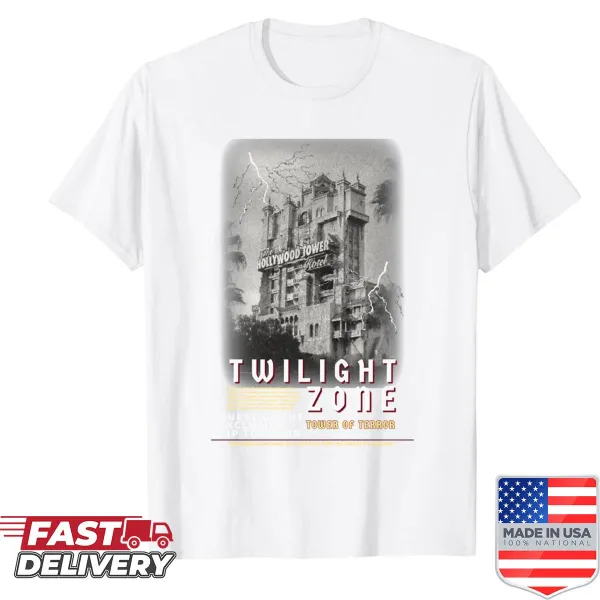 Vintage-style Hollywood Tower Hotel shirt with distressed design