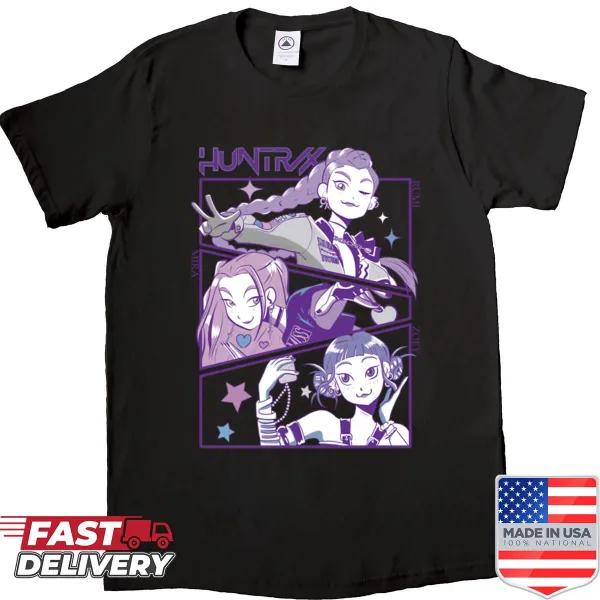 Kpop-themed shirt with Huntrx and Huntrix text