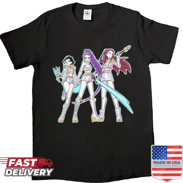 Oversized Kpop Demon Hunter shirt with playful graphics.