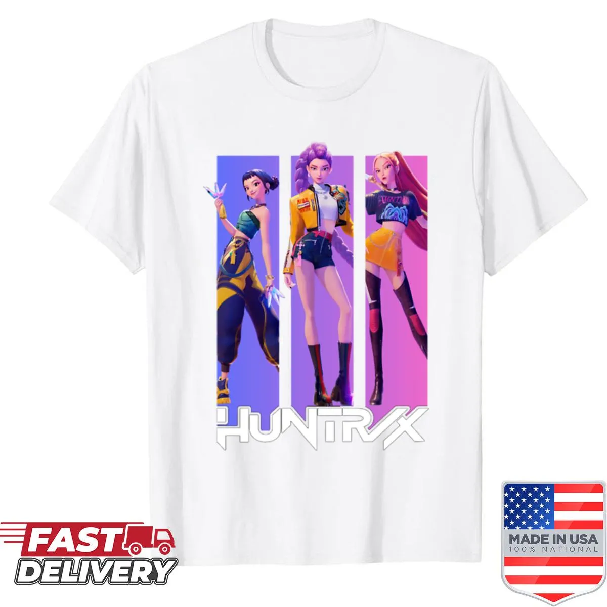 Oversized shirt with Huntrix Kpop Demon Hunter design