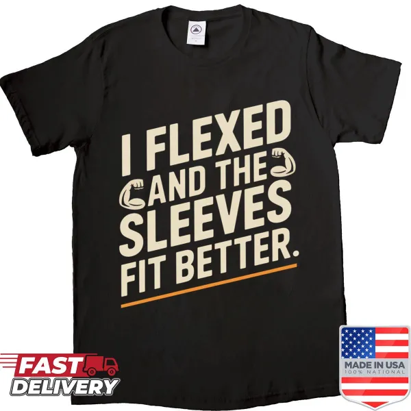 Funny gym shirt with flexing slogan