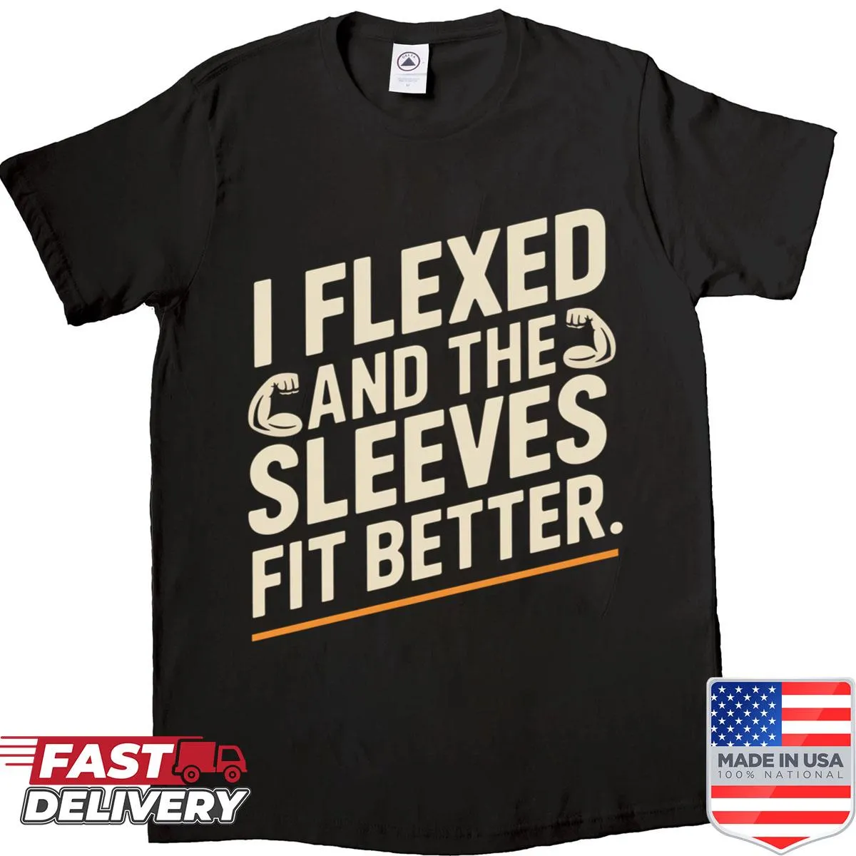 Funny gym shirt with flexing slogan