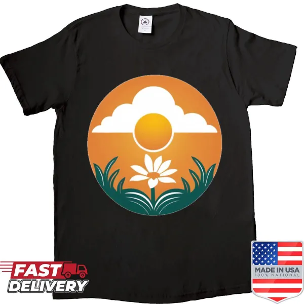 Illustration of flowers on an oversized shirt celebrating nature.