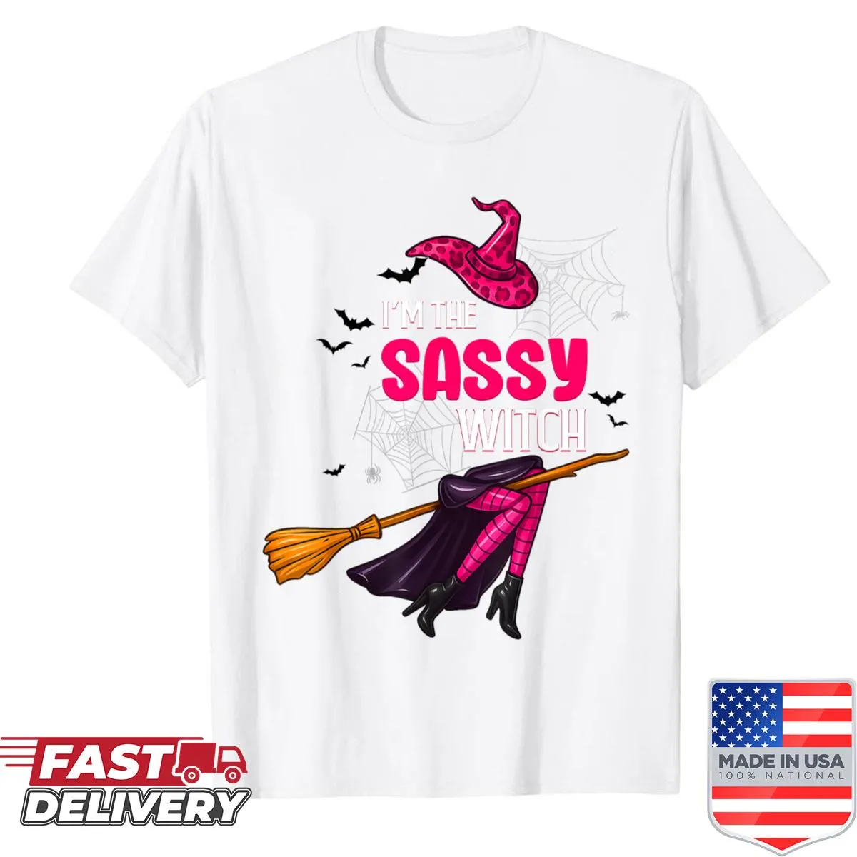 Sassy witch graphic with playful text for Halloween