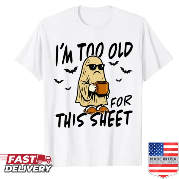 Funny ghost t-shirt with grumpy expression and humorous text