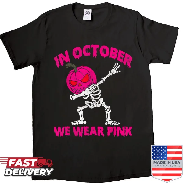 Pink pumpkin design for Halloween and breast cancer awareness for boys.