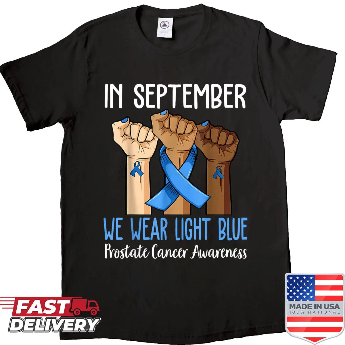 Prostate cancer awareness shirt with light blue theme