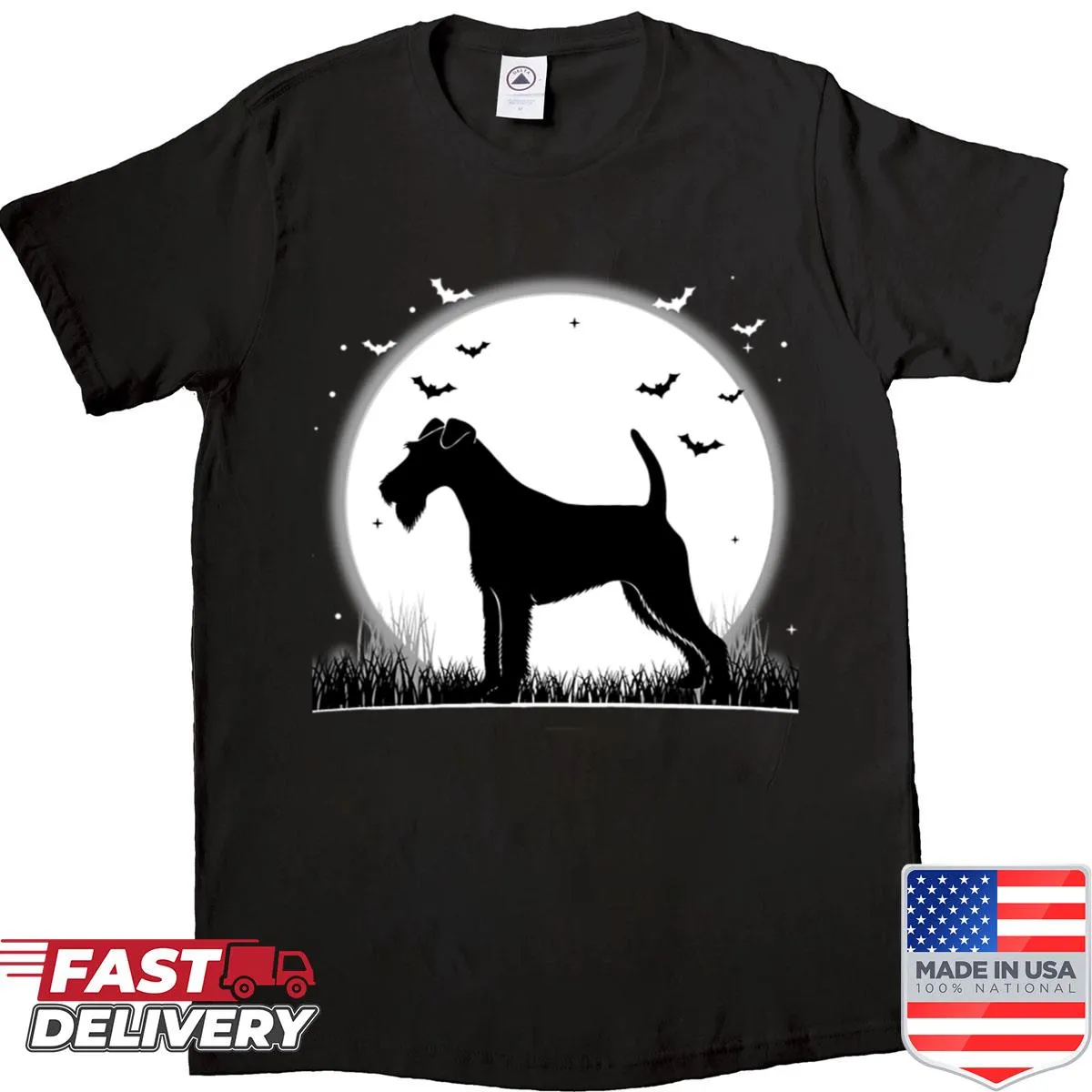 Irish Terrier silhouette shirt with Halloween moon