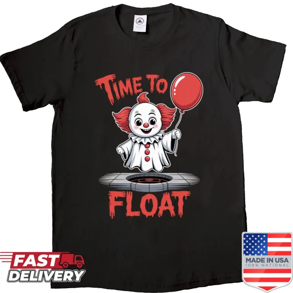 Illustration of a ghostly clown on a casual shirt.