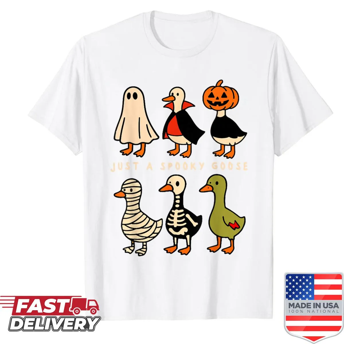Funny spooky goose graphic on Halloween shirt