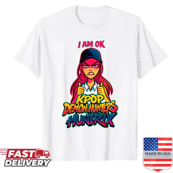 Oversized shirt with cartoon art of K-pop Demon Hunters characters