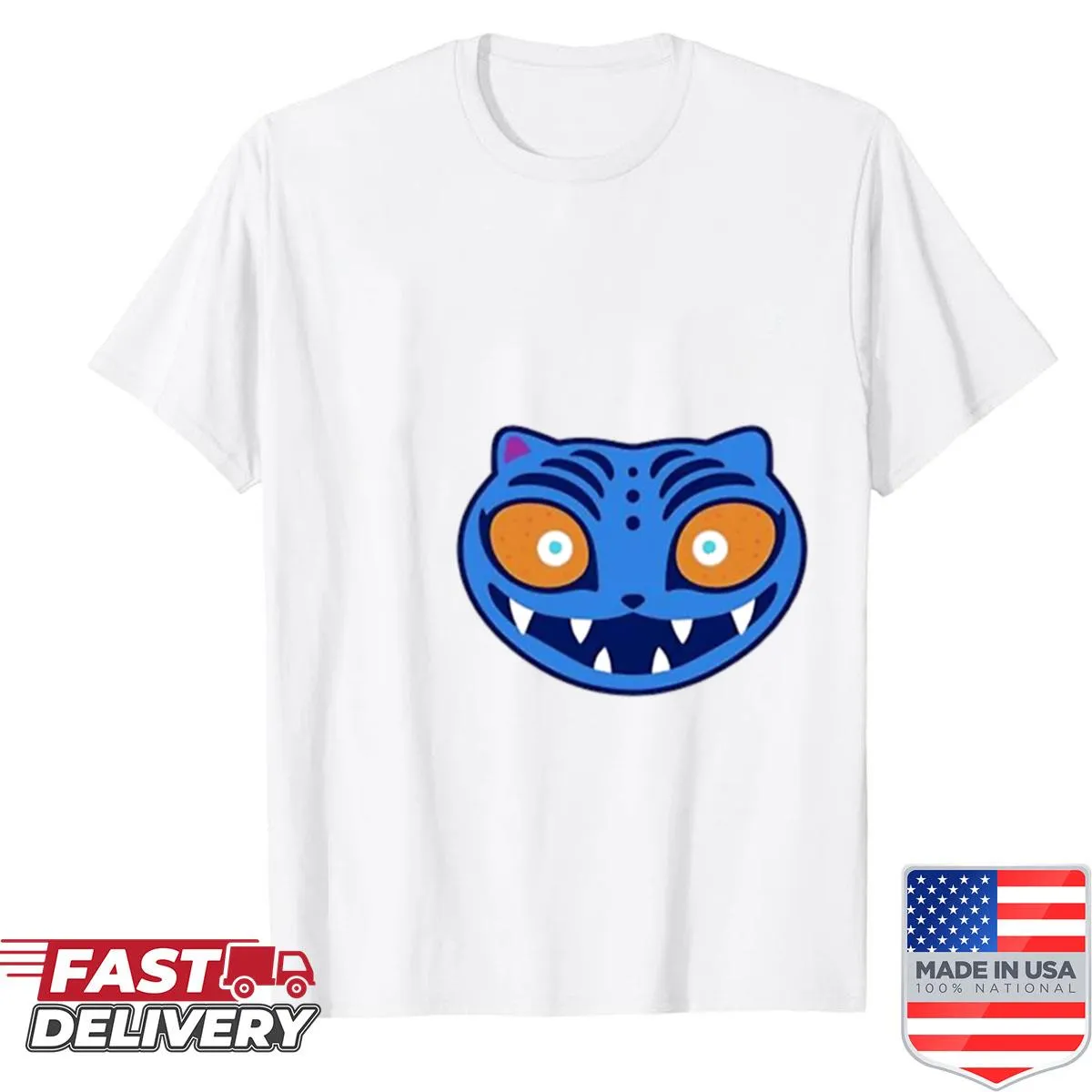 K-pop themed T-shirt with a playful derpy tiger illustration