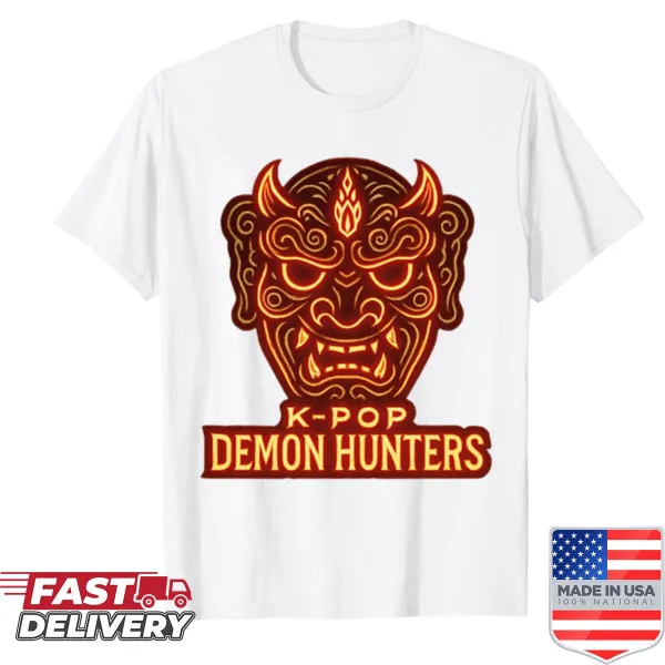 Fusion art design of K-pop demon hunters on a casual shirt