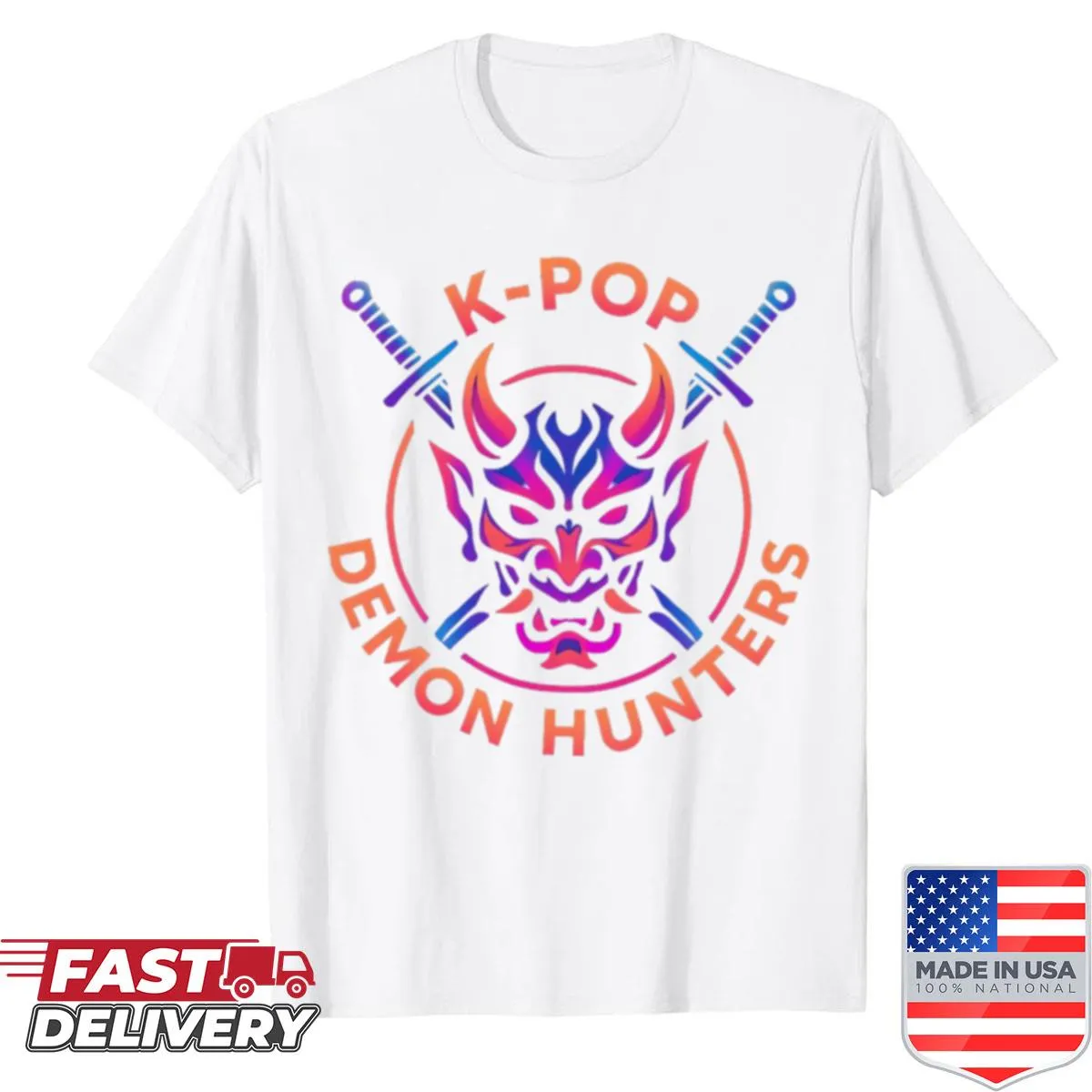 Neon glow emblem shirt featuring K-pop demon hunter design
