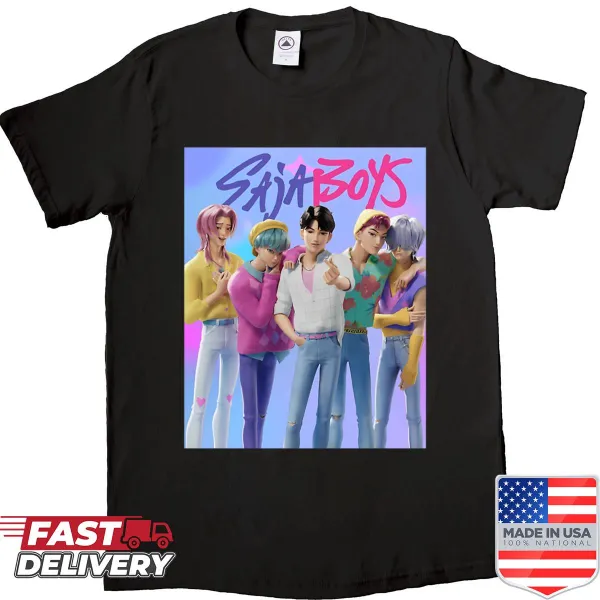 Artistic design inspired by K-pop Saja Boys on a stylish shirt