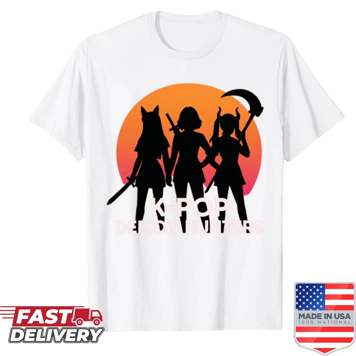 Fitted K-pop Demon Hunters Shadows shirt featuring intricate fantasy graphics