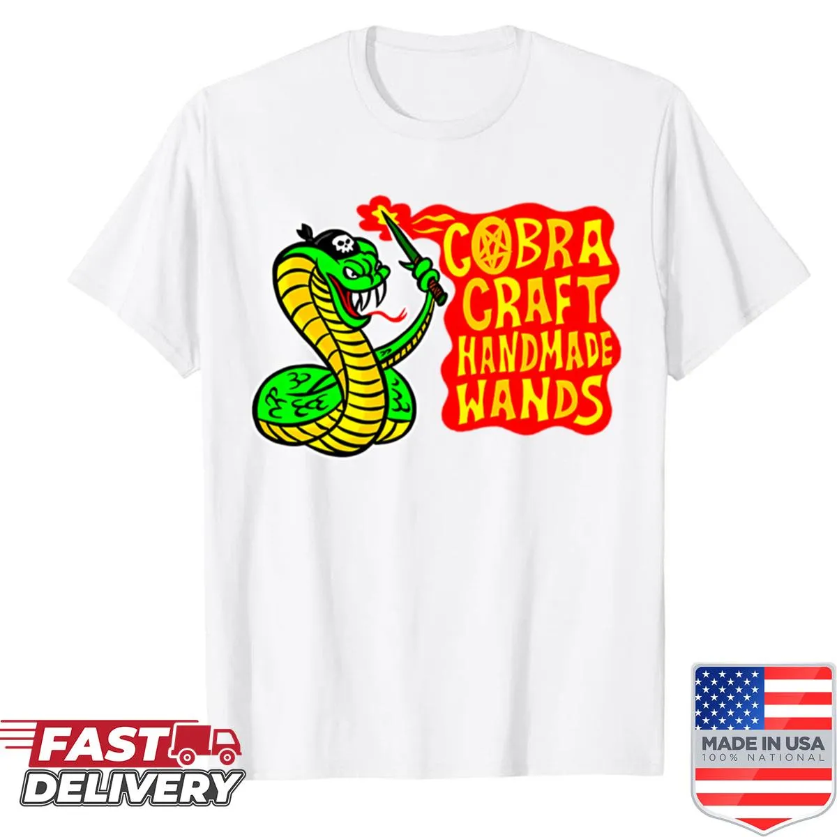 Gothic illustration of a king cobra on a shirt.