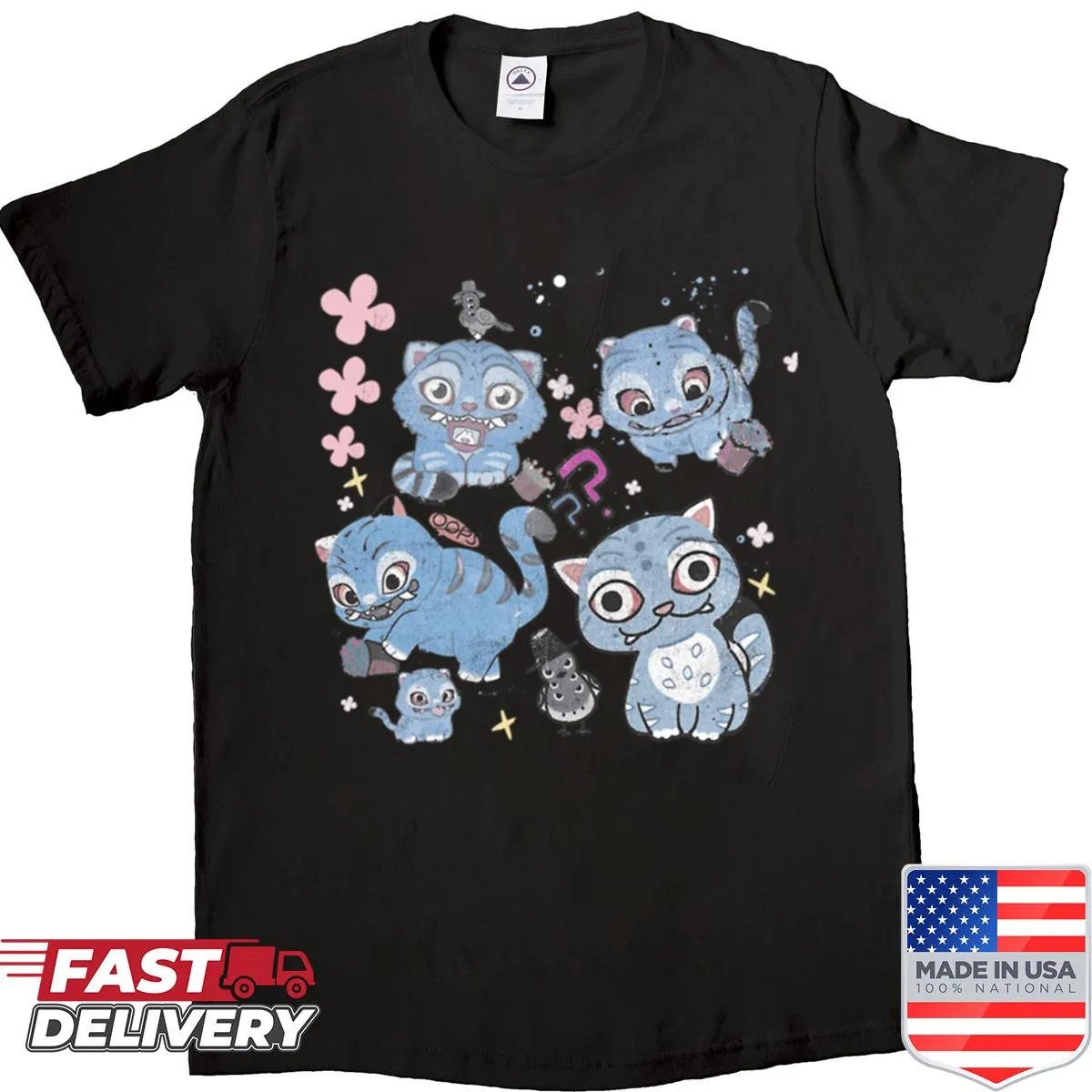 Playful derpy tiger design from Kpop Demon Hunters on a shirt
