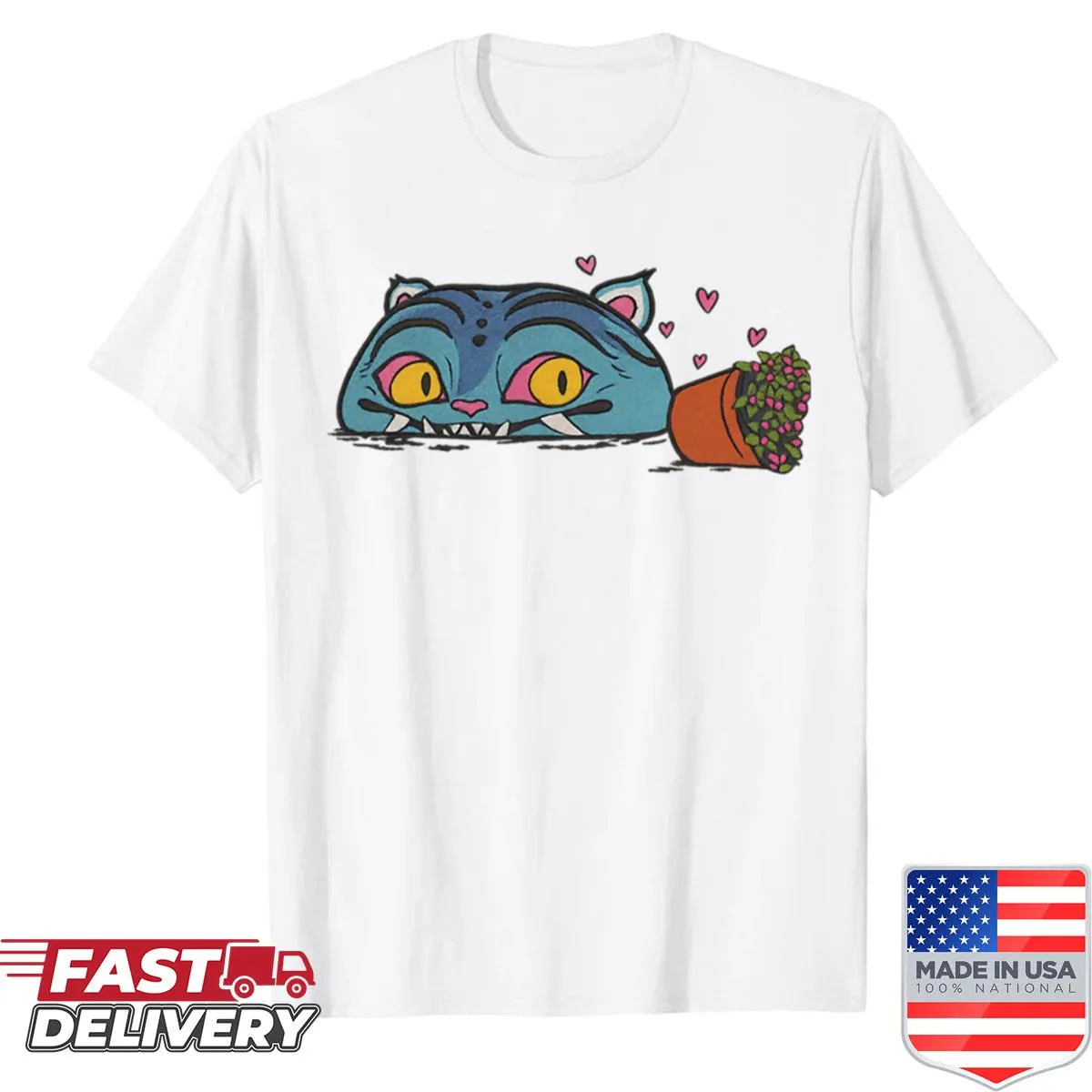 Fierce tiger graphic on oversized Kpop demon hunter shirt