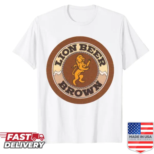 Illustration of a lion with a beer coaster on a T-shirt