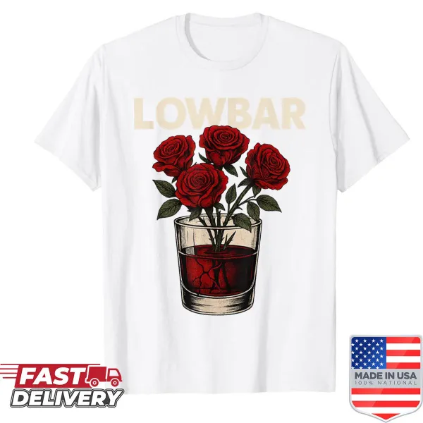 Shirt featuring whiskey glasses and roses in an elegant design