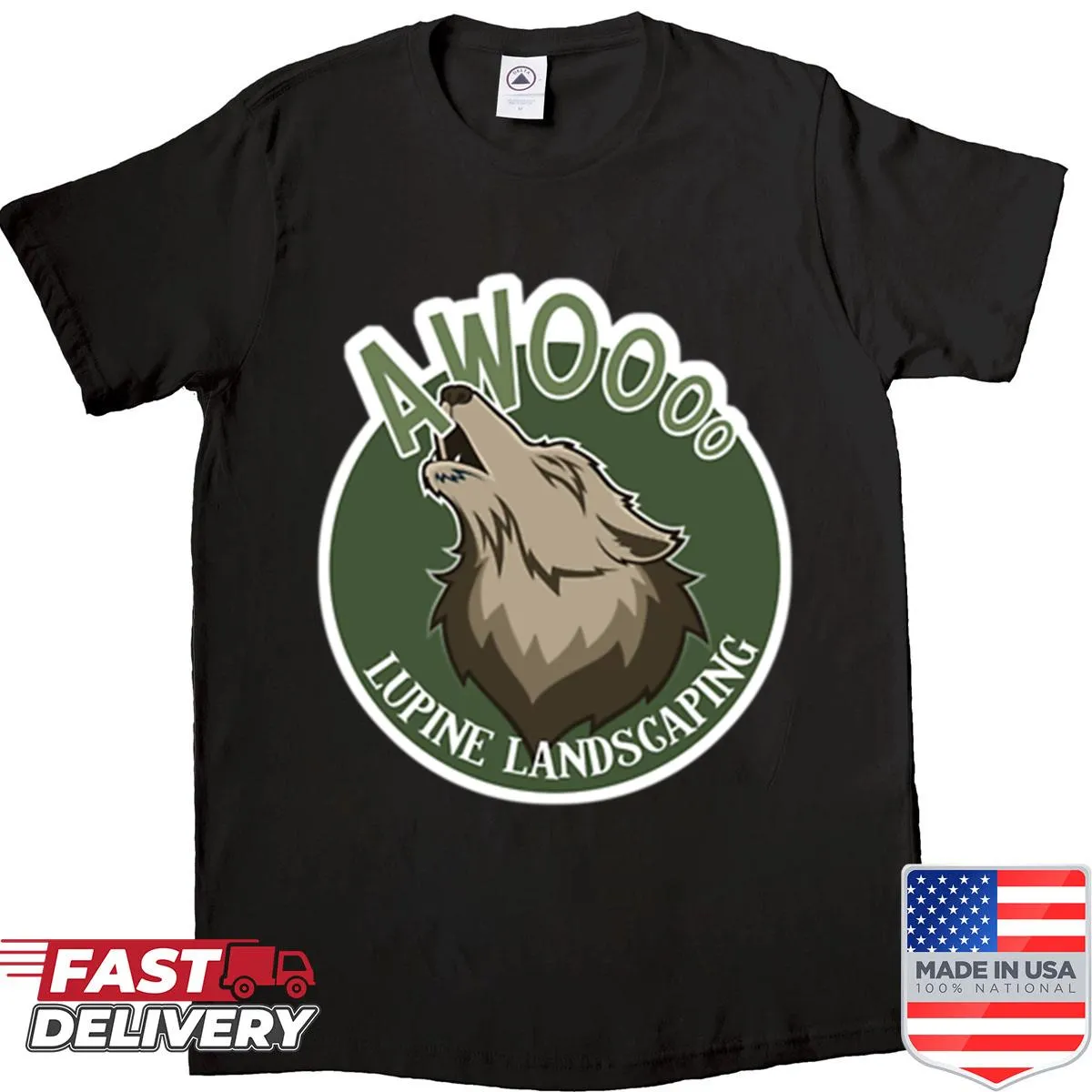 Landscaping shirt with Lupine Landscaping text