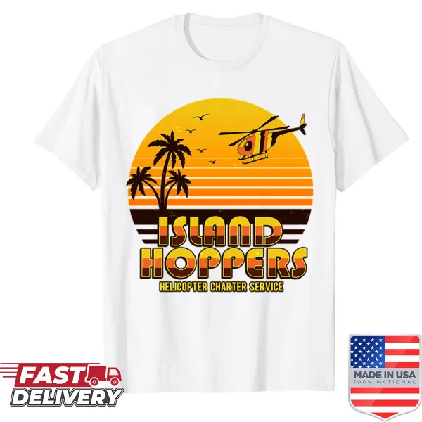 Vintage-style shirt inspired by Magnum P.I. with island graphics