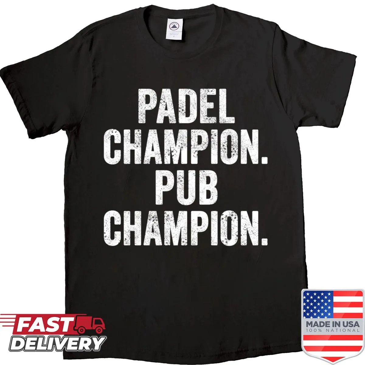 Funny padel champion shirt with pub theme for men
