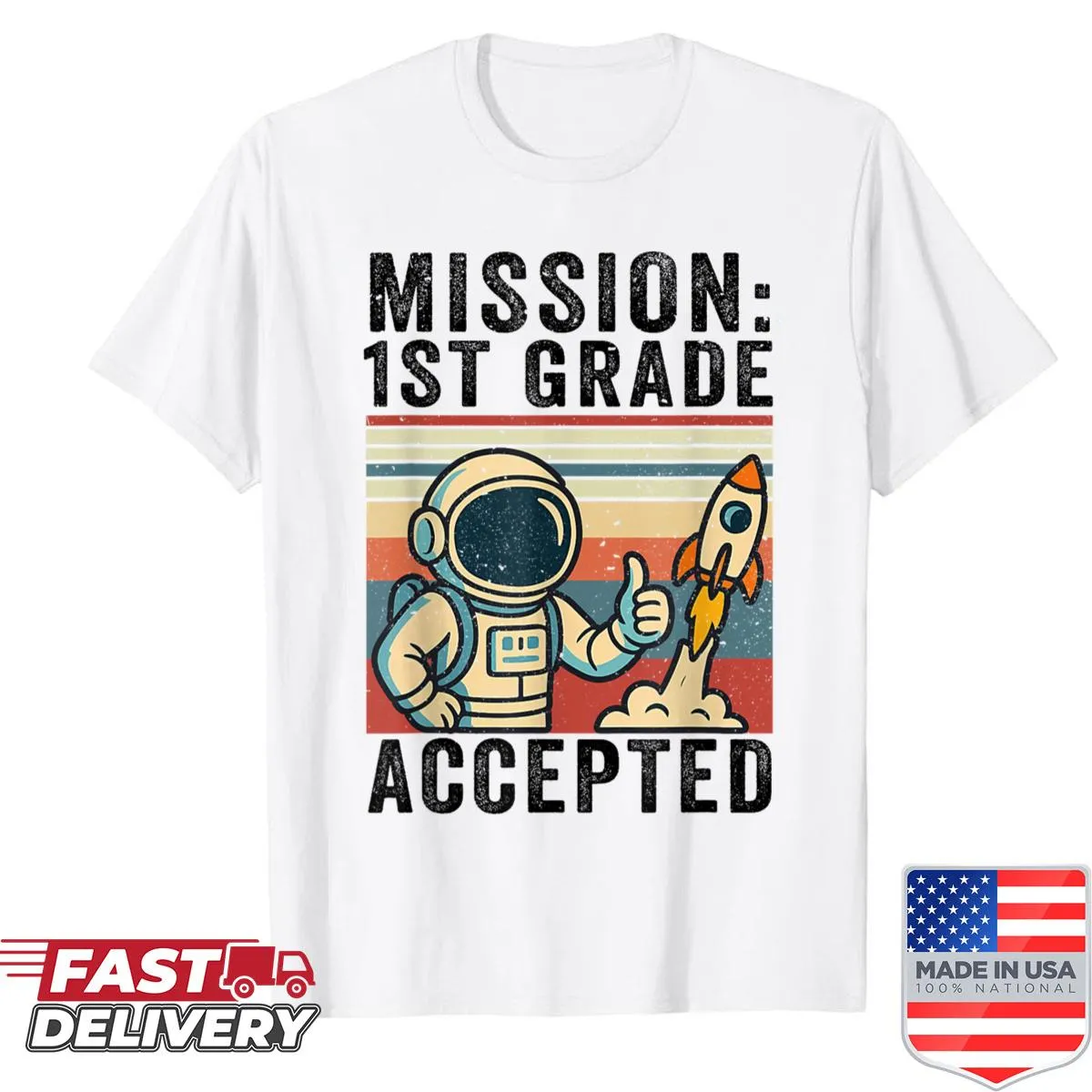 Illustration of a cheerful astronaut for first grade