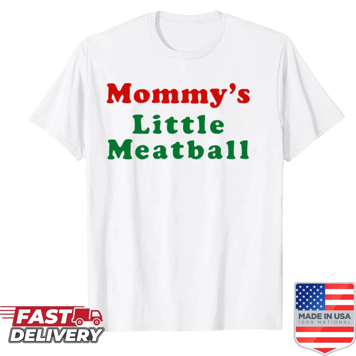 Cute shirt with the phrase 'Mommy's Little Meatball' in playful design