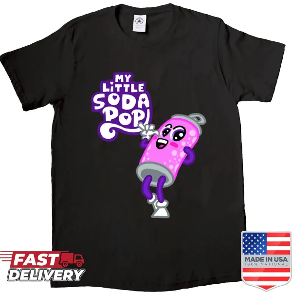 Playful cartoon soda pop graphic t-shirt