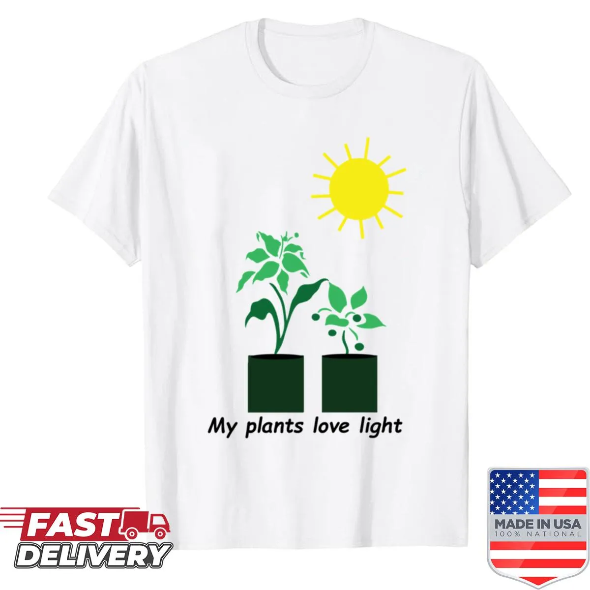 Inspirational shirt celebrating plants with a light-themed typography