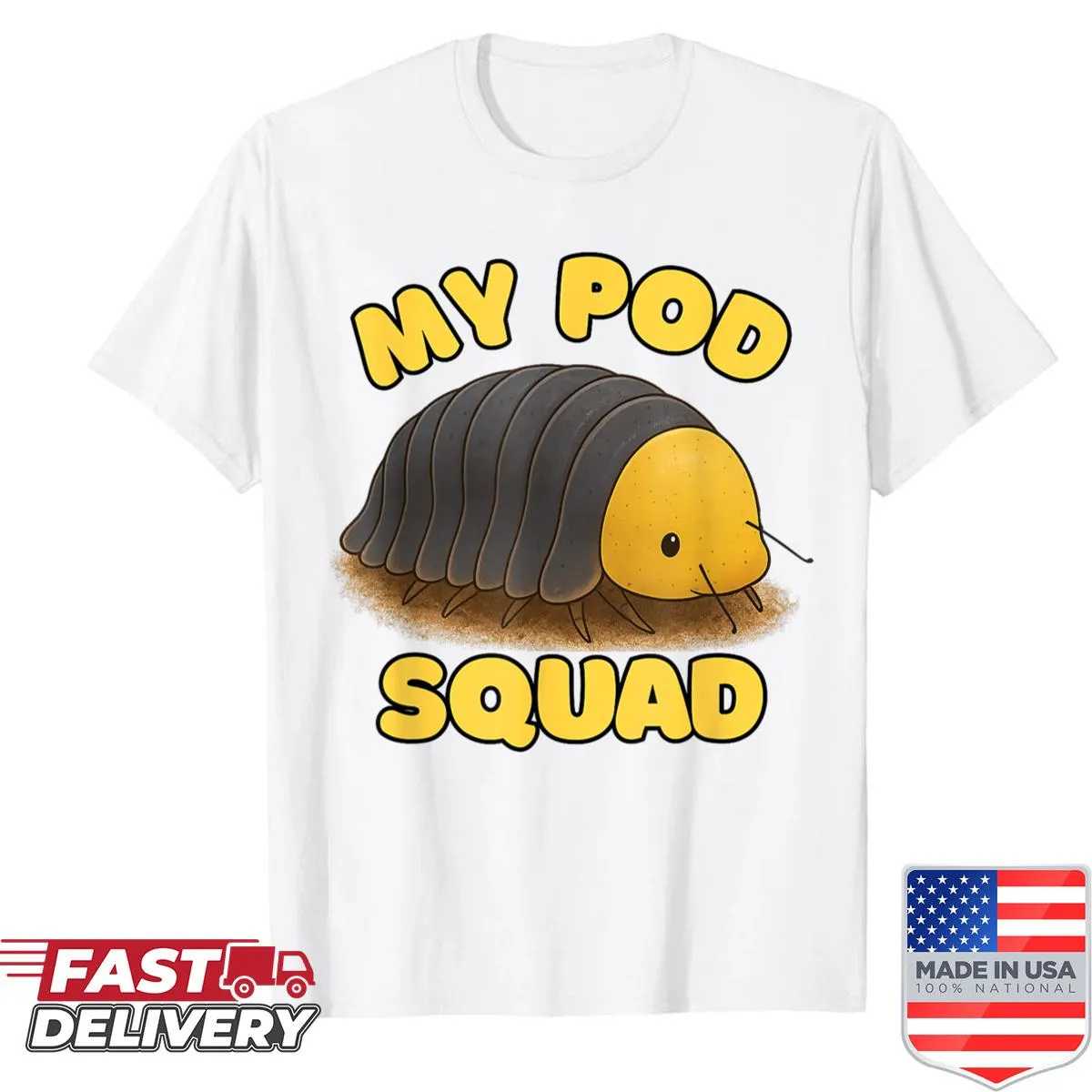 Adorable isopod design on a shirt for bug lovers