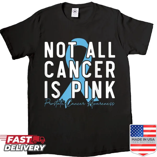 Awareness shirt featuring a blue ribbon and message about prostate cancer awareness.