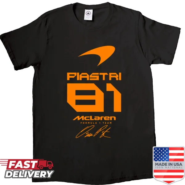 Boxy shirt featuring Oscar Piastri motorsports graphic.